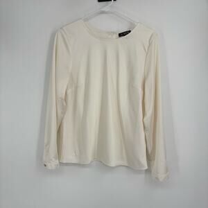 J. Crew Off White Button‎ Detail Blouse Business Casual Minimalist Size Medium